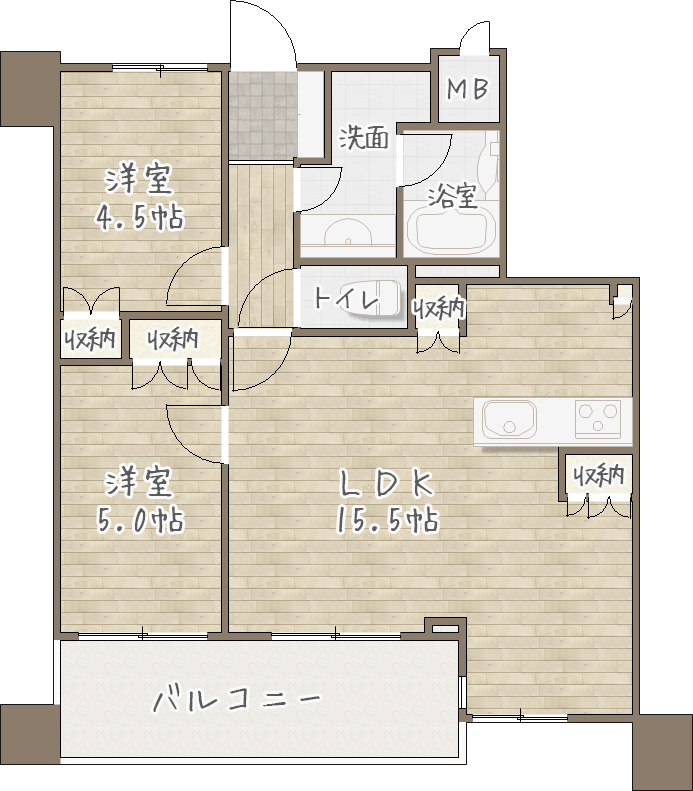 広々ファミリータイプ (間取) 広々ファミリータイプ (間取)